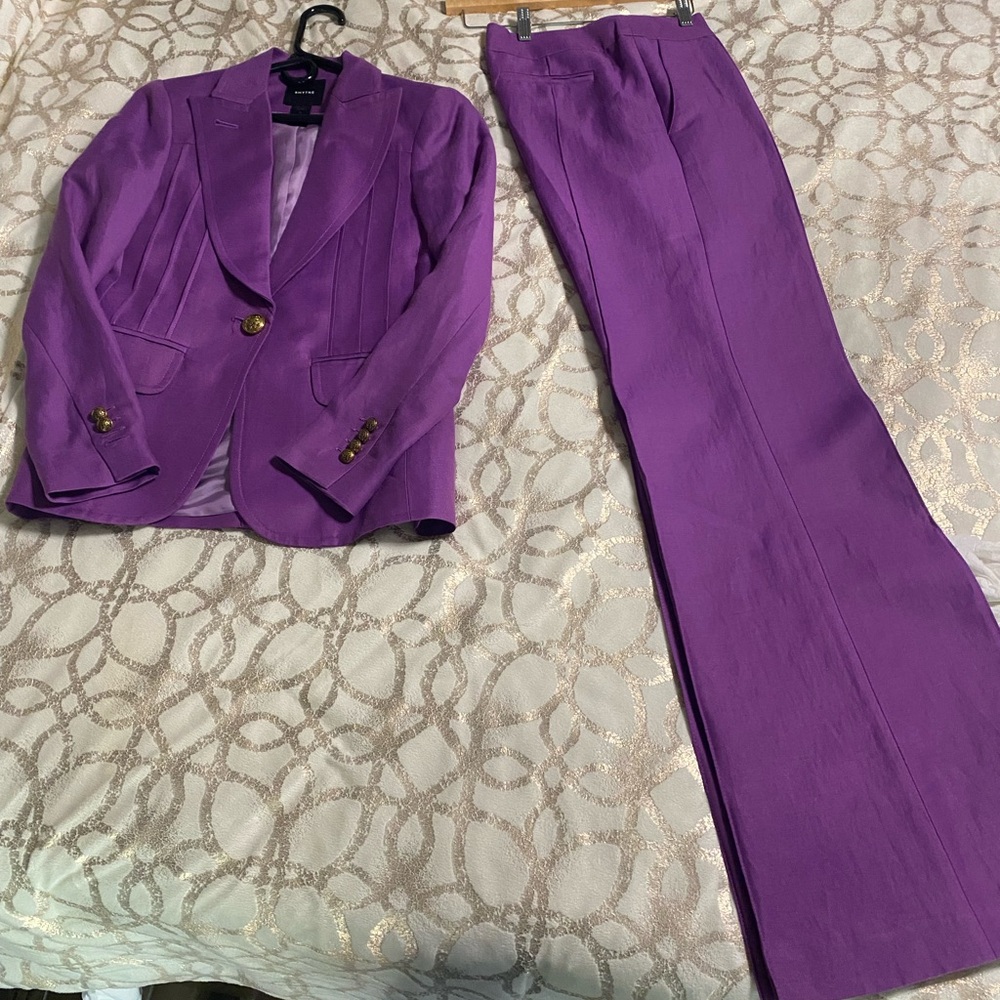 Smythe Vibrant Purple Blazer and Dress Pants,